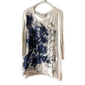 Vintage Style & Co. Blue and White Floral Beaded Tunic